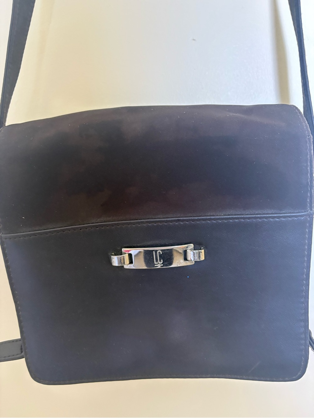 Liz Claiborne Vintage Dark Brown Crossbody Bag with Gold-Tone Hardware